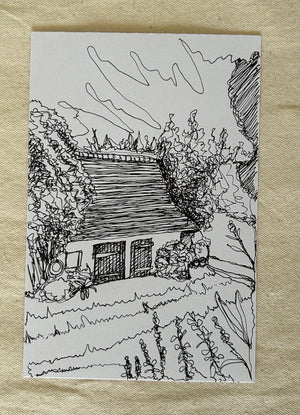 Garden Cottage and Butterfly Drawings