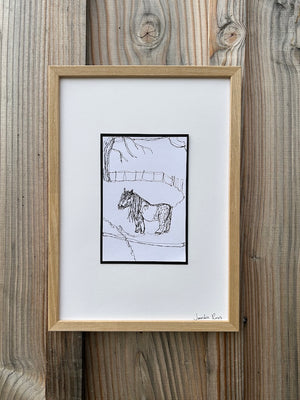 Framed Line Drawing "Yoshi the Pony"