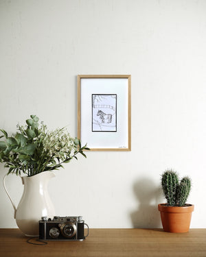 Framed Line Drawing "Yoshi the Pony"